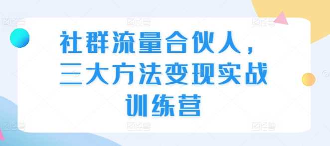 社群流量合伙人，三大方法变现实战训练营-三六网赚