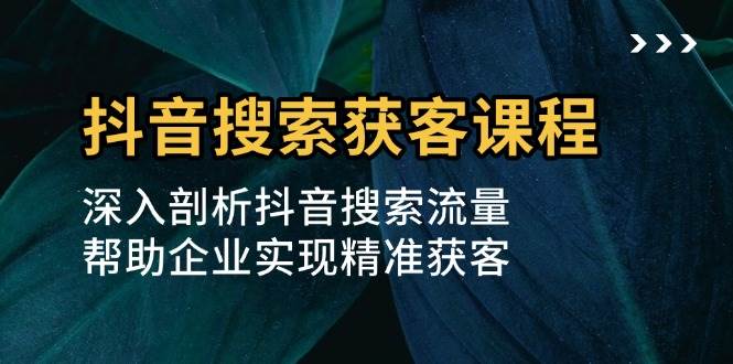 抖音搜索获客课程：深入剖析抖音搜索流量，帮助企业实现精准获客-三六网赚