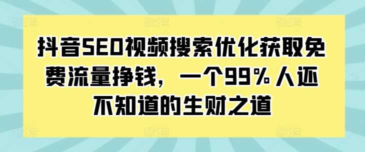 抖音SEO视频搜索优化获取免费流量挣钱，一个99%人还不知道的生财之道-三六网赚