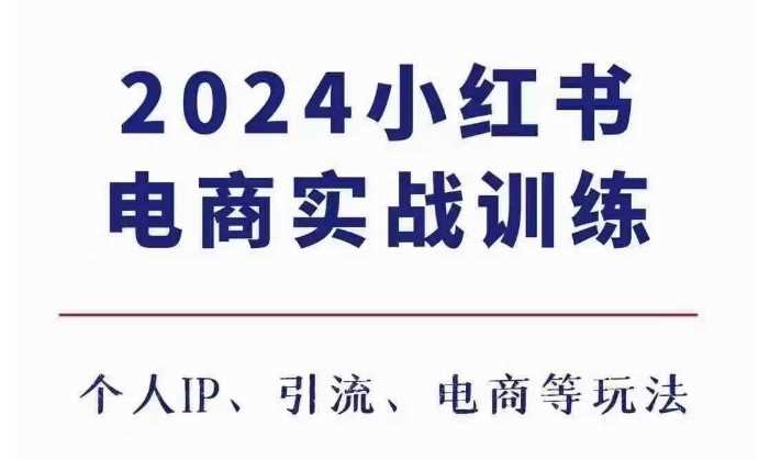 2024小红书电商3.0实战训练，包含个人IP、引流、电商等玩法-三六网赚