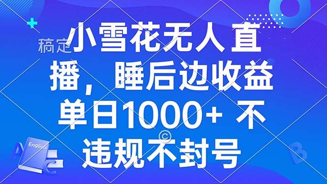 （13491期）小雪花无人直播 睡后收益单日1000+ 零粉丝新号开播 不违规 看完就会-三六网赚