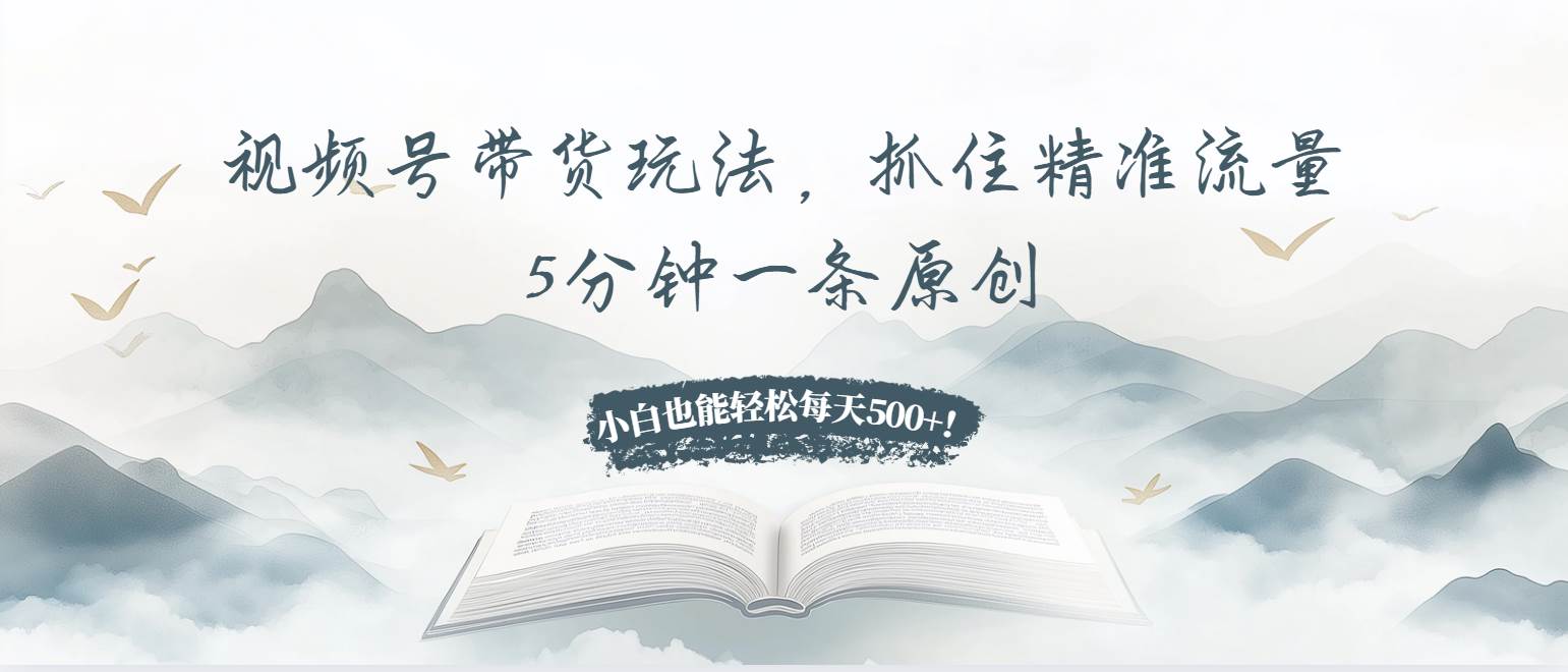 （13492期）视频号带货玩法，抓住精准流量，5分钟一条原创，小白也能轻松每天500+！-三六网赚