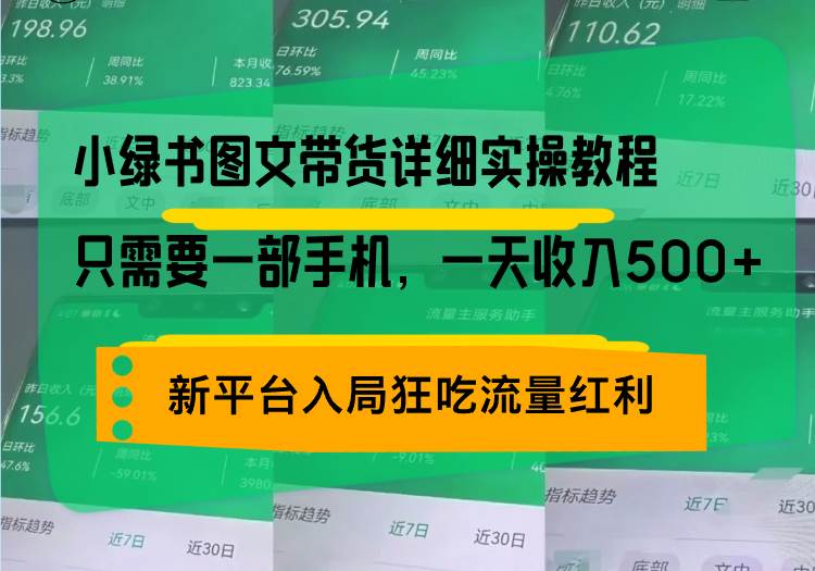 （13509期）小绿书图文带货详细实操教程，只需要一部手机，一天收入500+，轻松变现-三六网赚