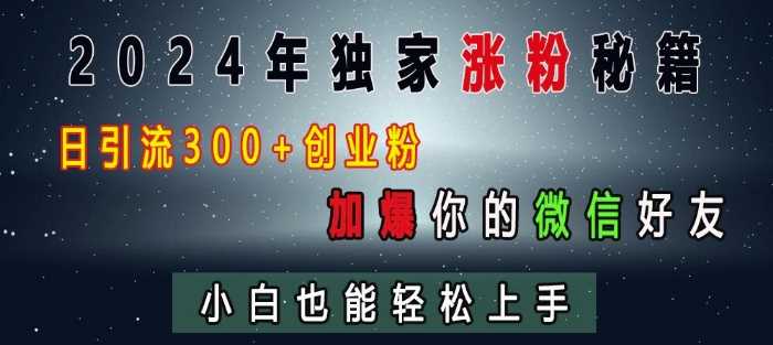 2024年独家涨粉秘籍，日引流300+创业粉，加爆你的微信好友，小白也能轻松上手-三六网赚