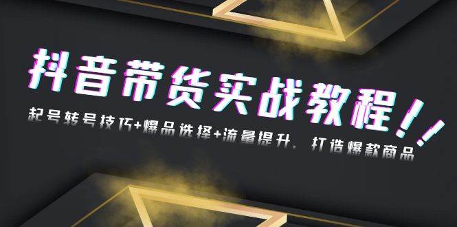 （13526期）抖音带货实战教程：起号转号技巧+爆品选择+流量提升，打造爆款商品-三六网赚