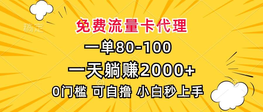 （13551期）一单80，免费流量卡代理，一天躺赚2000+，0门槛，小白也能轻松上手-三六网赚