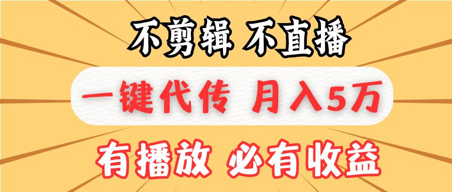 （13555期）不剪辑不直播，一键代发，月入5万懒人必备，我出视频你来发-三六网赚