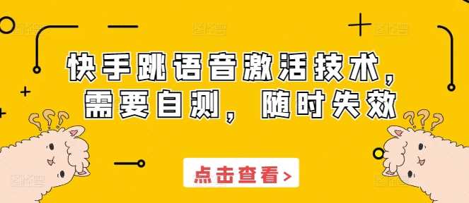 快手跳语音激活技术，需要自测，随时失效-三六网赚