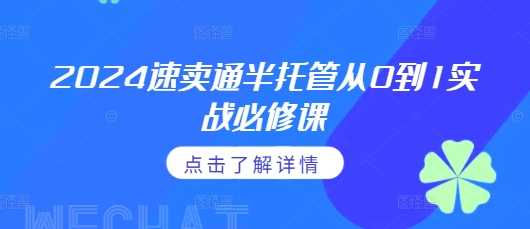 2024速卖通半托管从0到1实战必修课，掌握通投广告打法、熟悉速卖通半托管的政策细节-三六网赚