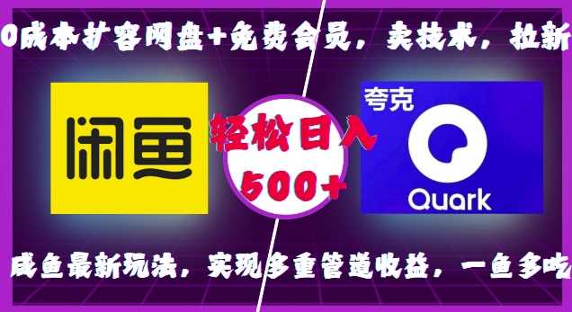 0成本扩容网盘+免费会员，卖技术，拉新，咸鱼最新玩法，实现多重管道收益，一鱼多吃，轻松日入500+-三六网赚