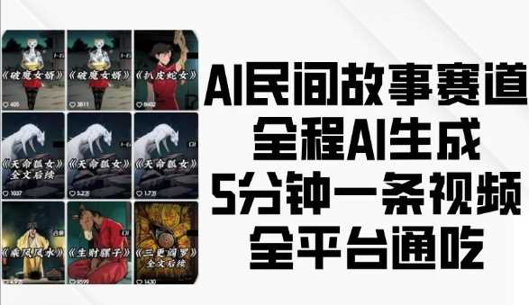 AI民间故事赛道，全程AI生成5分钟一条视频，全平台通吃-三六网赚