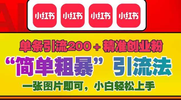 12月底小红书”简单粗暴“引流法，单条引流200+精准创业粉-三六网赚