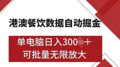 港澳餐饮数据全自动掘金，单电脑日入多张, 可矩阵批量无限操作【揭秘】-三六网赚