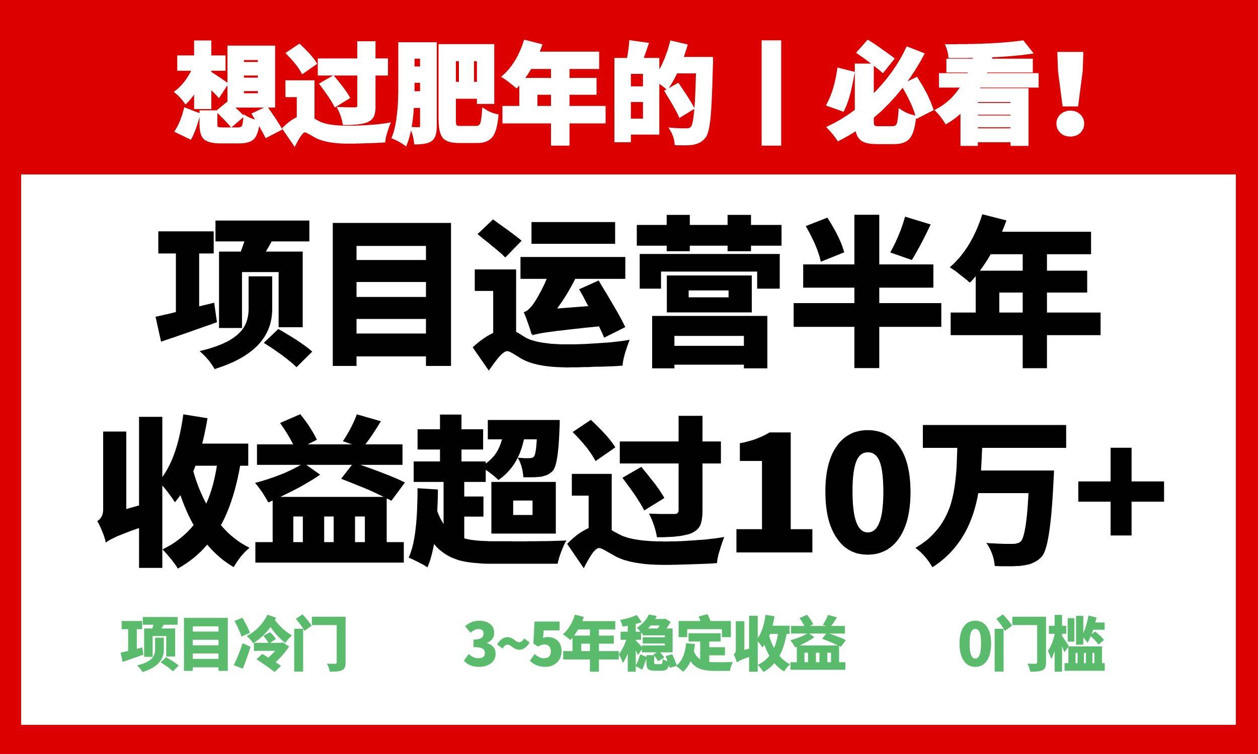 （13663期）年前过肥年的必看的超冷门项目，半年收益超过10万+，-三六网赚