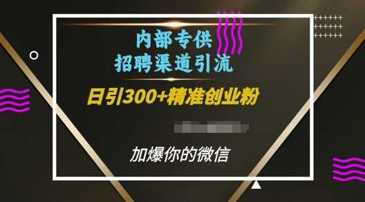 内部招聘渠道日引流300+创业粉，加爆你的微信【揭秘】-三六网赚