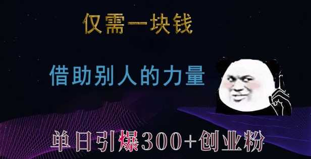 仅需一块钱，借助别人的力量，单日引爆300+创业粉、兼职粉【揭秘】-三六网赚