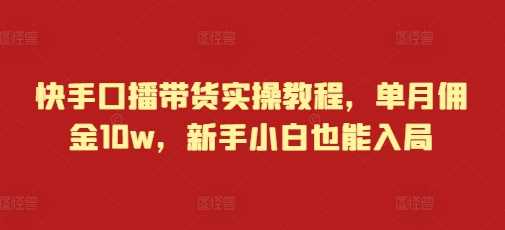 快手口播带货实操教程，单月佣金10w，新手小白也能入局-三六网赚