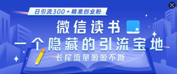 微信读书，一个隐藏的引流宝地，不为人知的小众打法，日引流300+精准创业粉，长尾流量源源不断-三六网赚