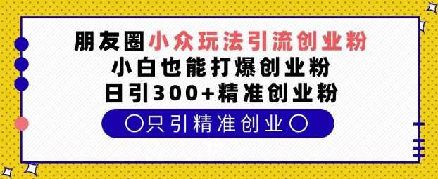 朋友圈小众玩法引流创业粉，小白也能打爆创业粉，日引300+精准创业粉【揭秘】-三六网赚