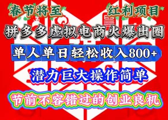 春节将至，拼多多虚拟电商火爆出圈，潜力巨大操作简单，单人单日轻松收入多张【揭秘】-三六网赚