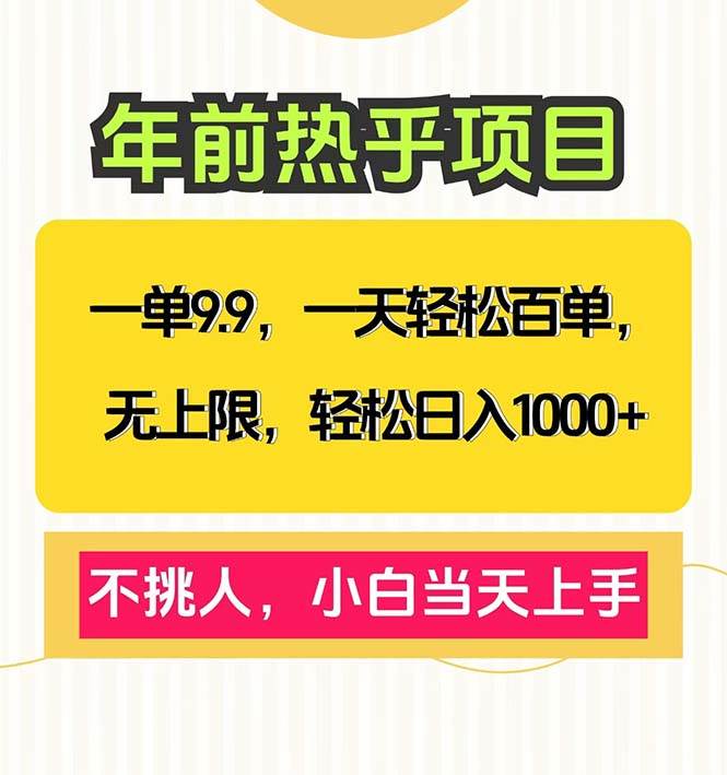 （13795期）一单9.9，一天百单无上限，不挑人，小白当天上手，轻松日入1000+-三六网赚