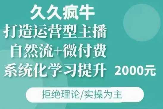 久久疯牛·自然流+微付费(12月23更新)打造运营型主播，包11月+12月-三六网赚