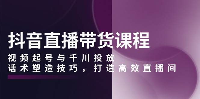 （13848期）抖音直播带货课程，视频起号与千川投放，话术塑造技巧，打造高效直播间-三六网赚