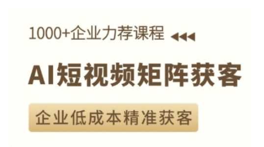 AI短视频矩阵获客实操课，企业低成本精准获客-三六网赚