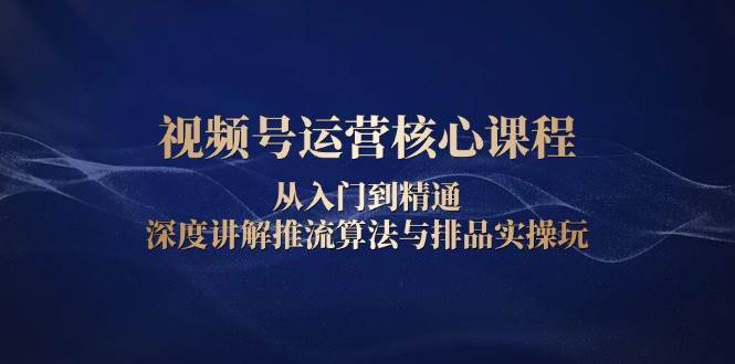 视频号运营核心课程，从入门到精通，深度讲解推流算法与排品实操玩-三六网赚