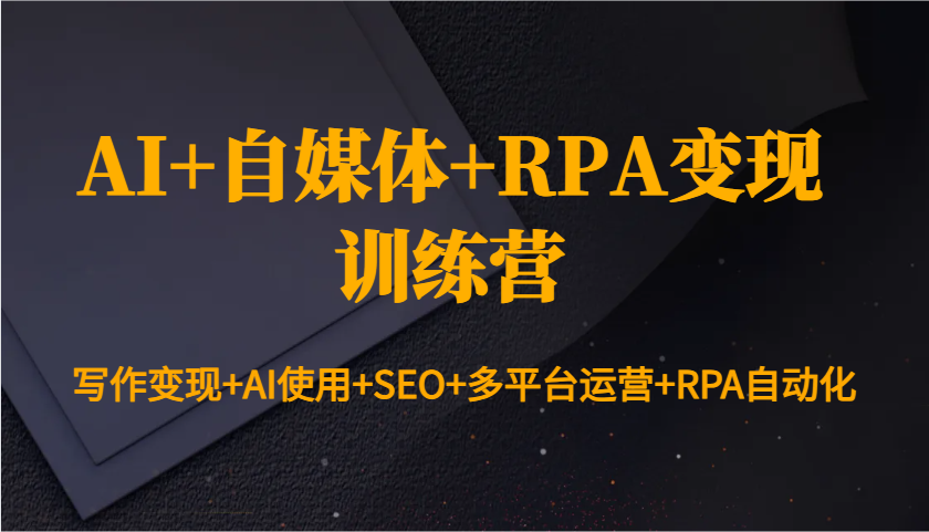 AI+自媒体+RPA变现训练营：写作变现+AI使用+SEO+多平台运营+RPA自动化-三六网赚