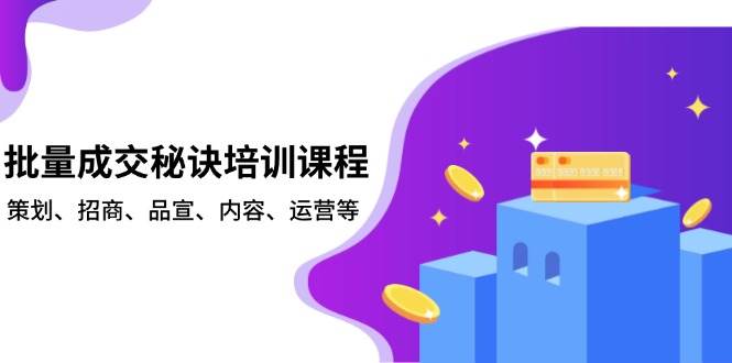 （13908期）批量成交秘诀培训课程，策划、招商、品宣、内容、运营等-三六网赚