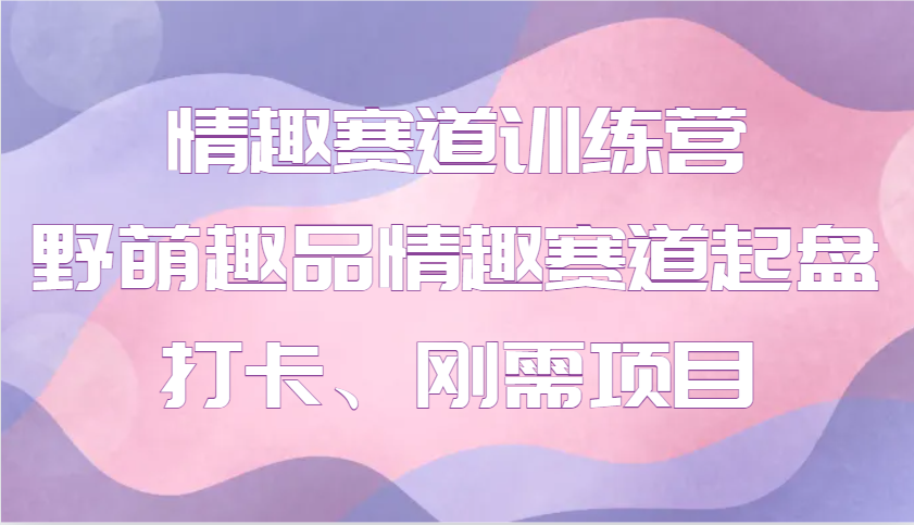 情趣赛道训练营 野萌趣品情趣赛道起盘打卡、刚需项目-三六网赚