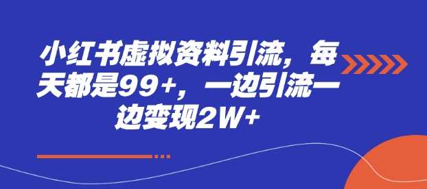 小红书虚拟资料引流，每天都是99+，一边引流一边变现2W+-三六网赚