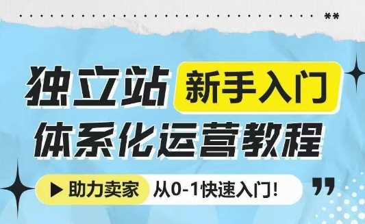 独立站新手入门体系化运营教程，助力独立站卖家从0-1快速入门!-三六网赚