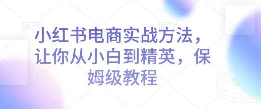 小红书电商实战方法，让你从小白到精英，保姆级教程-三六网赚