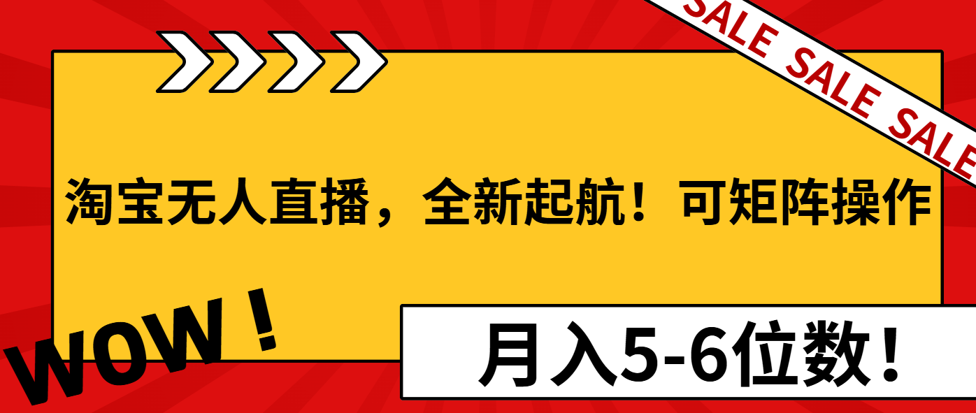 淘宝无人直播，全新起航！可矩阵操作，月入5-6位数！-三六网赚