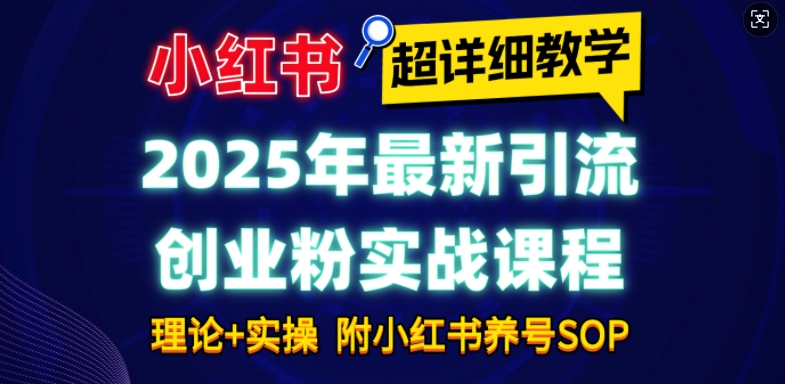 2025年最新小红书引流创业粉实战课程【超详细教学】小白轻松上手，月入1W+，附小红书养号SOP-三六网赚