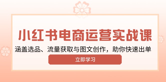 小红书变现运营实战课，涵盖选品、流量获取与图文创作，助你快速出单-三六网赚