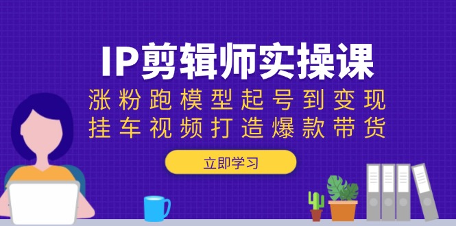 IP剪辑师实操课：涨粉跑模型起号到变现，挂车视频打造爆款带货-三六网赚