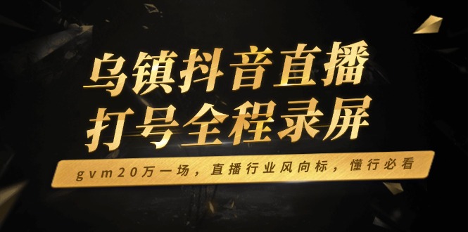 乌镇抖音直播打号全程录屏，gvm20万一场，直播行业风向标，懂行必看-三六网赚