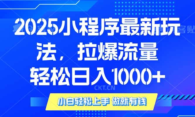 2025年小程序最新玩法，流量直接拉爆，单日稳定变现1000+-三六网赚