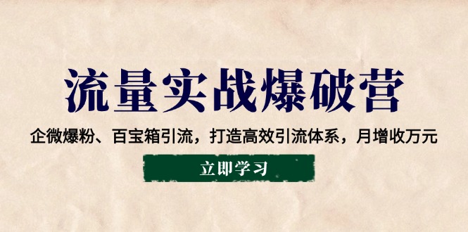 流量实战爆破营：企微爆粉、百宝箱引流，打造高效引流体系，月增收万元-三六网赚