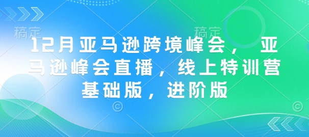 12月亚马逊跨境峰会， 亚马逊峰会直播，线上特训营基础版，进阶版-三六网赚